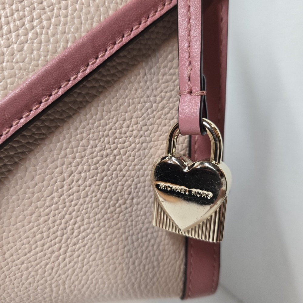 Michael Kors Whitney Pink Signature Logo Charm Convertible Shoulder Purse Chain - Picture 8 of 16